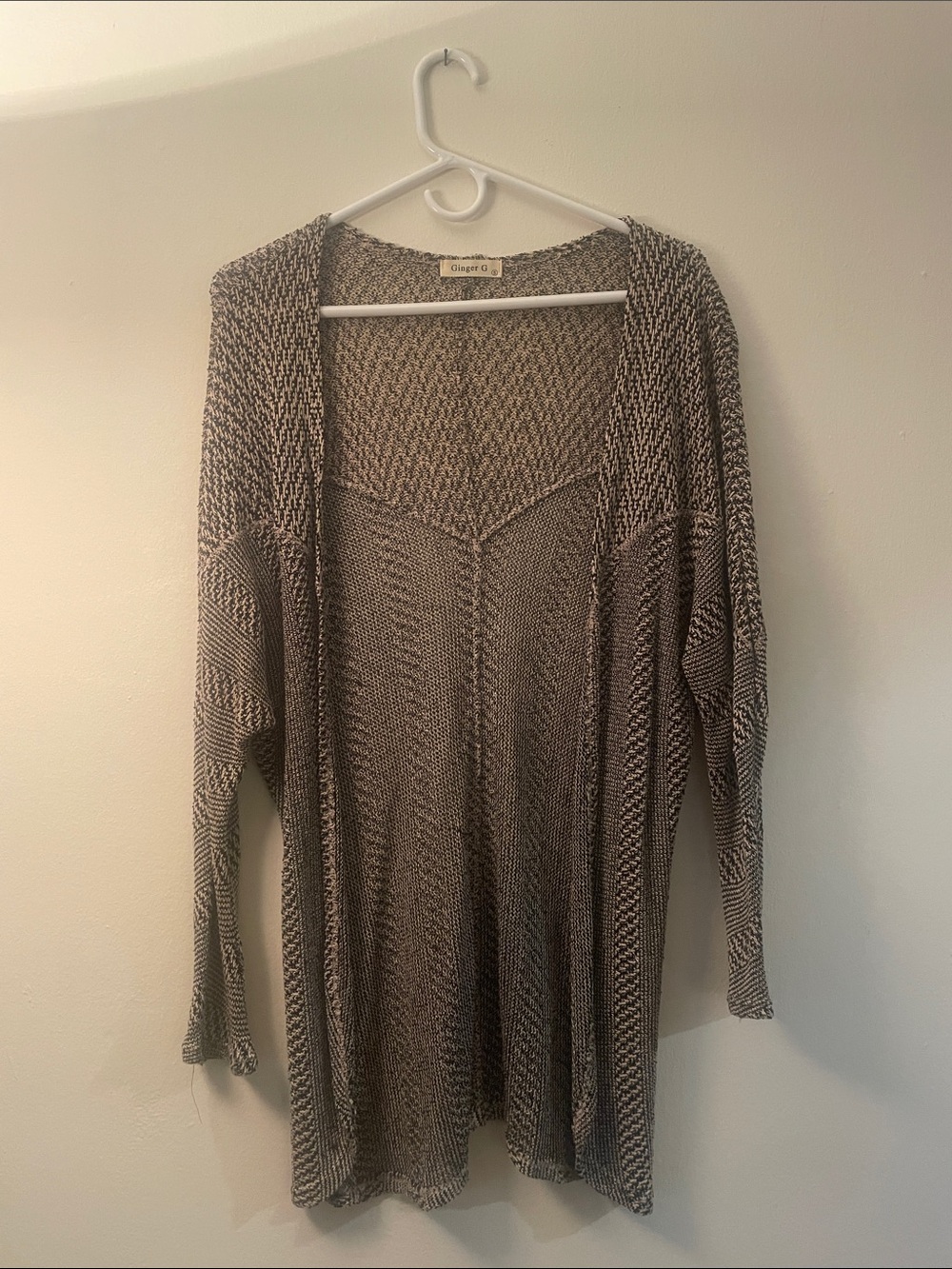 Ginger G Knit Open-Front Cardigan - Taupe Mix